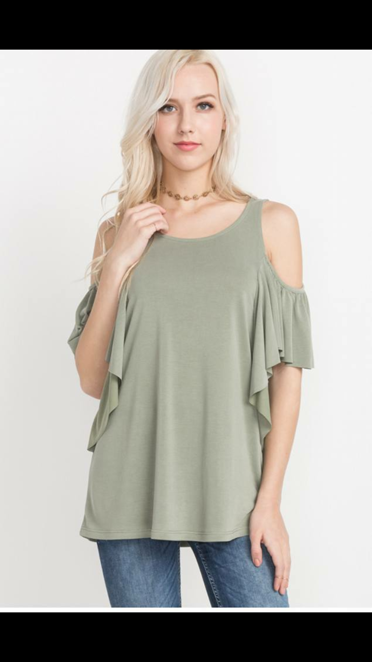Cold Shoulder Tunic-Dusty Sage