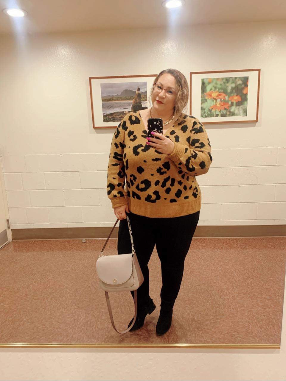 Leopard Print V-Neck Sweater Regular & Plus Sizes