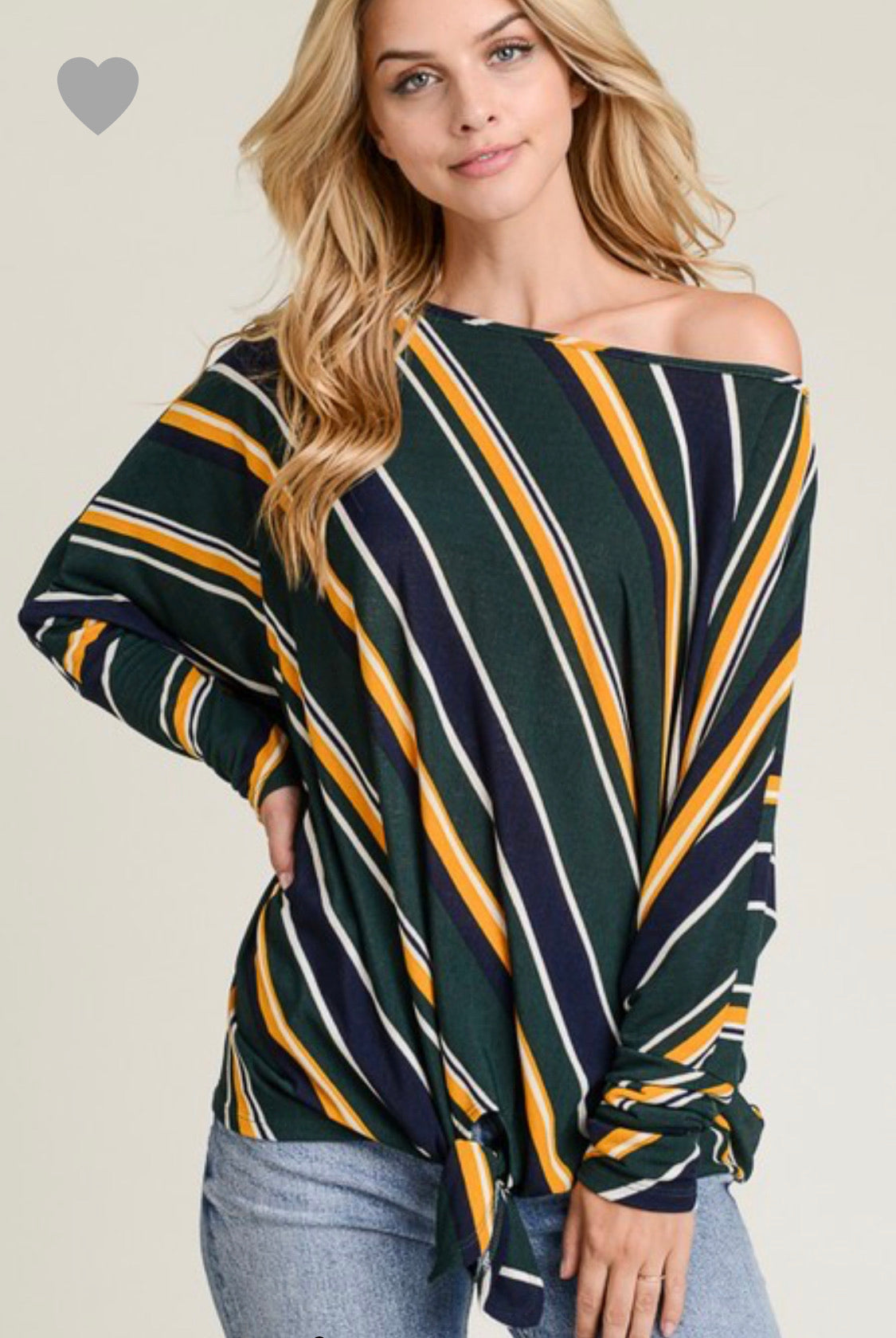 Lucky Stripes off the shoulder Top