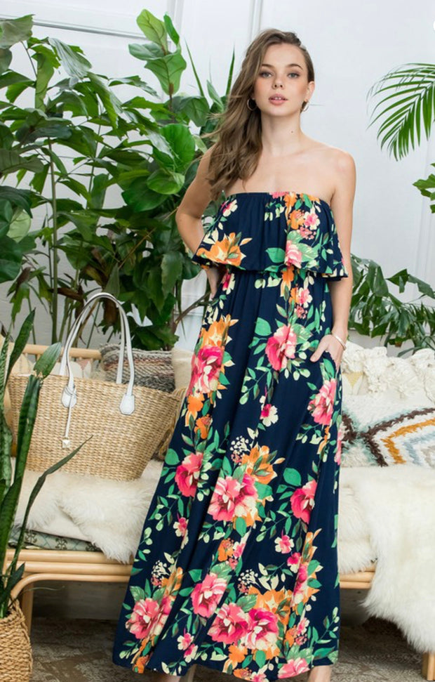 Off Shoulder Floral Maxi Dress