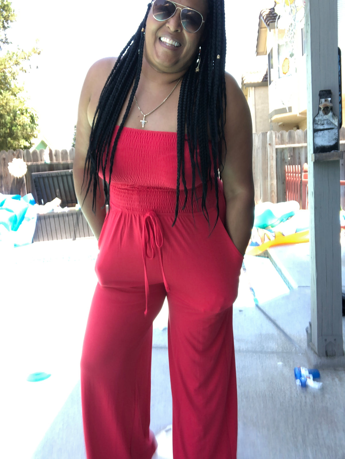 Sleeveless in Seattle Jumpsuit-Ruby Red
